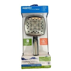 Oxygenics PowerMax 9-Spray 1.8 GPM Handheld Shower Head, Brushed Nickel 52488